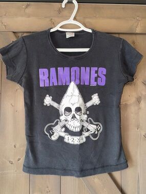 New Look Black Kids Tee with Purple Ramones Logo